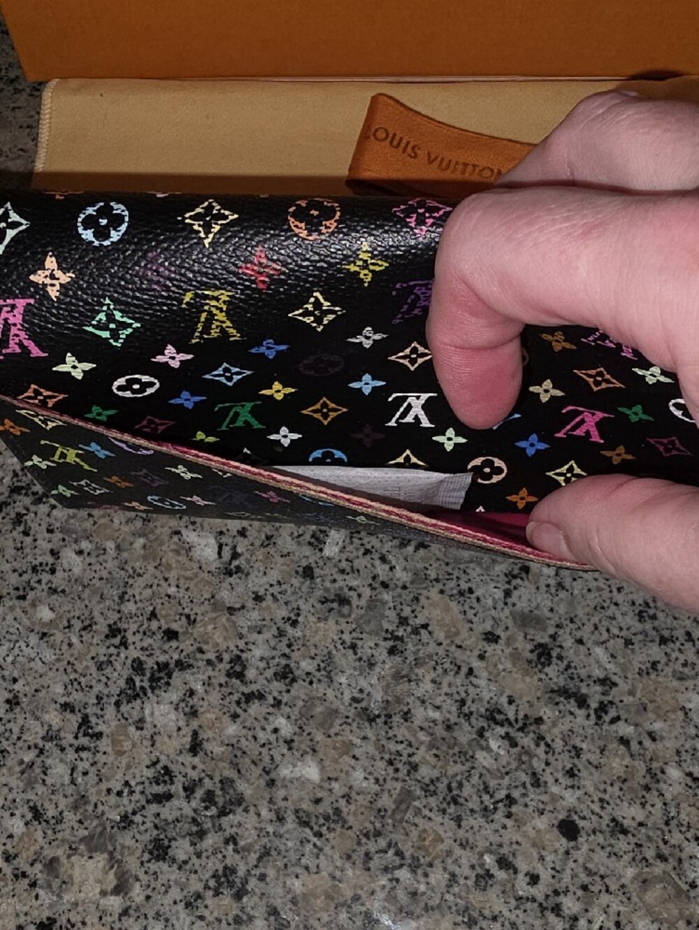 Louis Vuitton Murakami Black Multicolor Monogram Flap Wallet - Picture 11 of 15
